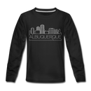 Albuquerque, New Mexico Youth Long Sleeve Shirt - Skyline Youth Long Sleeve Albuquerque Tee - black