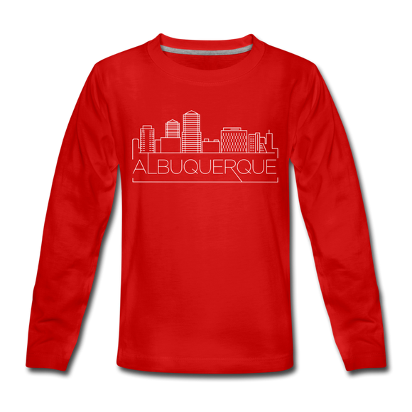 Albuquerque, New Mexico Youth Long Sleeve Shirt - Skyline Youth Long Sleeve Albuquerque Tee - red