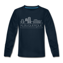 Albuquerque, New Mexico Youth Long Sleeve Shirt - Skyline Youth Long Sleeve Albuquerque Tee - deep navy