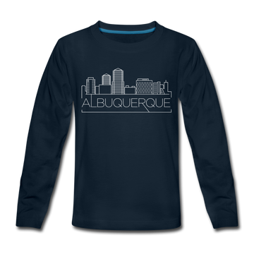 Albuquerque, New Mexico Youth Long Sleeve Shirt - Skyline Youth Long Sleeve Albuquerque Tee - deep navy