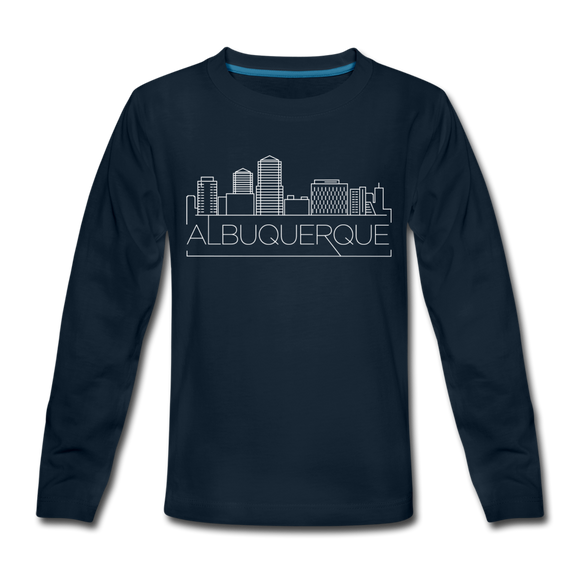 Albuquerque, New Mexico Youth Long Sleeve Shirt - Skyline Youth Long Sleeve Albuquerque Tee - deep navy