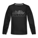 Atlanta, Georgia Youth Long Sleeve Shirt - Skyline Youth Long Sleeve Atlanta Tee - black