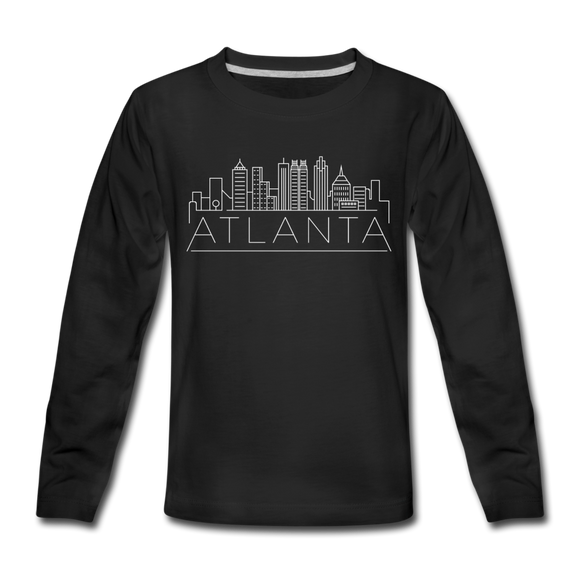 Atlanta, Georgia Youth Long Sleeve Shirt - Skyline Youth Long Sleeve Atlanta Tee - black