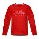 Atlanta, Georgia Youth Long Sleeve Shirt - Skyline Youth Long Sleeve Atlanta Tee - red