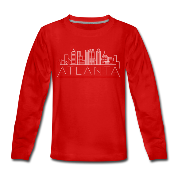 Atlanta, Georgia Youth Long Sleeve Shirt - Skyline Youth Long Sleeve Atlanta Tee - red