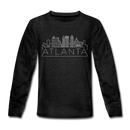 Atlanta, Georgia Youth Long Sleeve Shirt - Skyline Youth Long Sleeve Atlanta Tee - charcoal gray