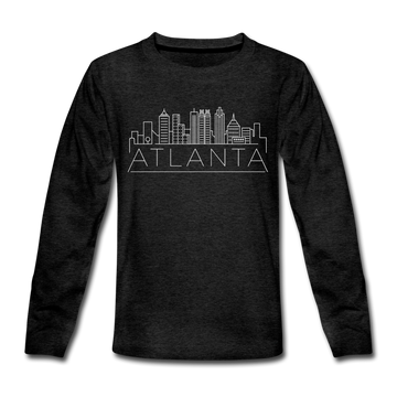 Atlanta, Georgia Youth Long Sleeve Shirt - Skyline Youth Long Sleeve Atlanta Tee - charcoal gray