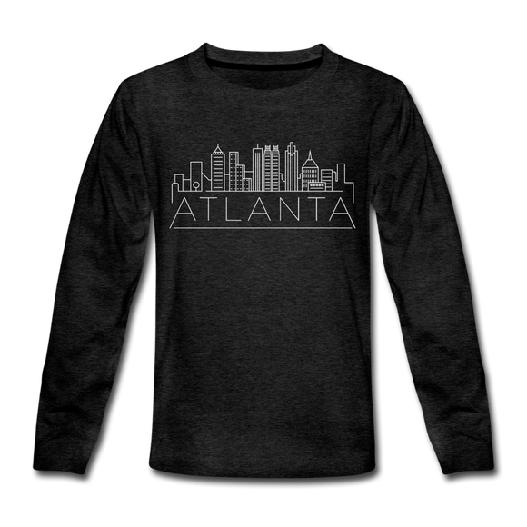 Atlanta, Georgia Youth Long Sleeve Shirt - Skyline Youth Long Sleeve Atlanta Tee - charcoal gray