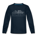 Atlanta, Georgia Youth Long Sleeve Shirt - Skyline Youth Long Sleeve Atlanta Tee - deep navy