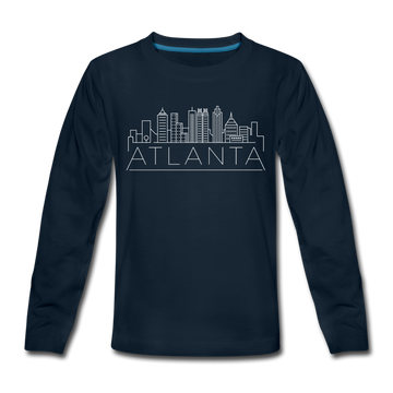 Atlanta, Georgia Youth Long Sleeve Shirt - Skyline Youth Long Sleeve Atlanta Tee - deep navy