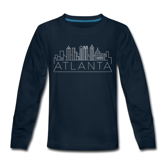 Atlanta, Georgia Youth Long Sleeve Shirt - Skyline Youth Long Sleeve Atlanta Tee - deep navy