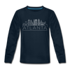 Atlanta, Georgia Youth Long Sleeve Shirt - Skyline Youth Long Sleeve Atlanta Tee - deep navy