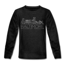 Baltimore, Maryland Youth Long Sleeve Shirt - Skyline Youth Long Sleeve Baltimore Tee - charcoal gray