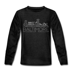 Baltimore, Maryland Youth Long Sleeve Shirt - Skyline Youth Long Sleeve Baltimore Tee