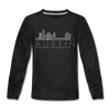 Austin, Texas Youth Long Sleeve Shirt - Skyline Youth Long Sleeve Austin Tee - black