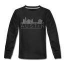 Austin, Texas Youth Long Sleeve Shirt - Skyline Youth Long Sleeve Austin Tee - black