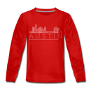 Austin, Texas Youth Long Sleeve Shirt - Skyline Youth Long Sleeve Austin Tee - red
