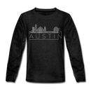 Austin, Texas Youth Long Sleeve Shirt - Skyline Youth Long Sleeve Austin Tee - charcoal gray