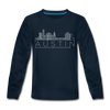 Austin, Texas Youth Long Sleeve Shirt - Skyline Youth Long Sleeve Austin Tee - deep navy