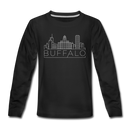 Buffalo, New York Youth Long Sleeve Shirt - Skyline Youth Long Sleeve Buffalo Tee - black
