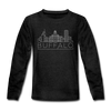 Buffalo, New York Youth Long Sleeve Shirt - Skyline Youth Long Sleeve Buffalo Tee - charcoal gray