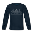 Buffalo, New York Youth Long Sleeve Shirt - Skyline Youth Long Sleeve Buffalo Tee - deep navy