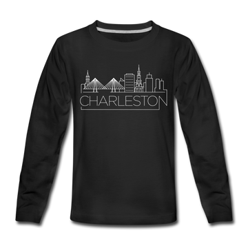 Charleston, South Carolina Youth Long Sleeve Shirt - Skyline Youth Long Sleeve Charleston Tee - black