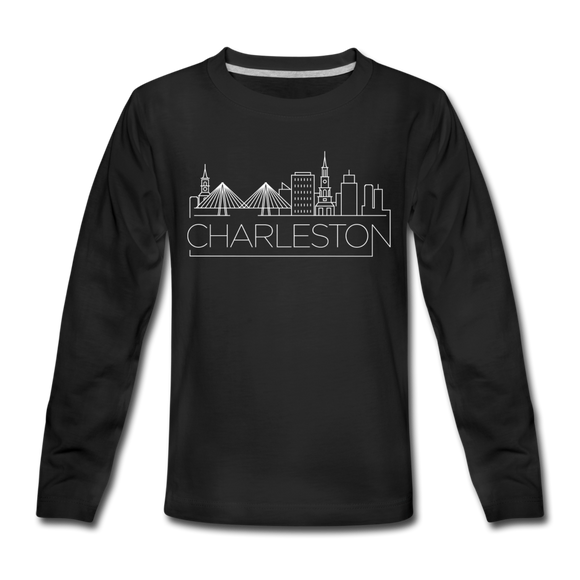 Charleston, South Carolina Youth Long Sleeve Shirt - Skyline Youth Long Sleeve Charleston Tee - black