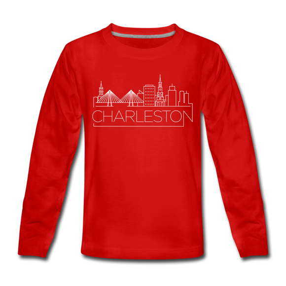 Charleston, South Carolina Youth Long Sleeve Shirt - Skyline Youth Long Sleeve Charleston Tee - red
