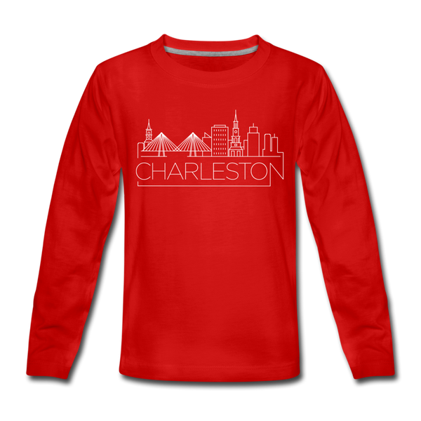 Charleston, South Carolina Youth Long Sleeve Shirt - Skyline Youth Long Sleeve Charleston Tee - red