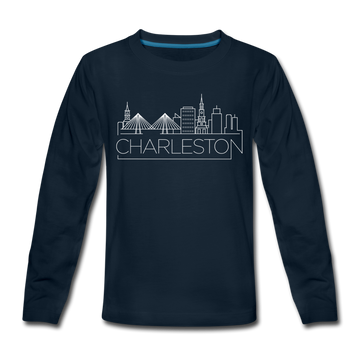 Charleston, South Carolina Youth Long Sleeve Shirt - Skyline Youth Long Sleeve Charleston Tee - deep navy