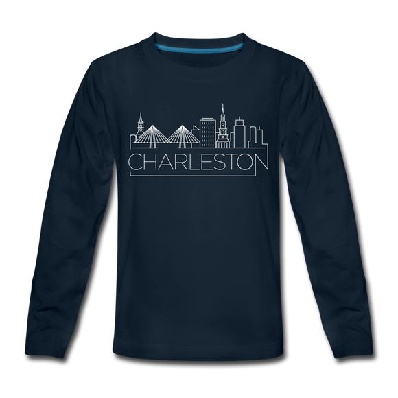 Charleston, South Carolina Youth Long Sleeve Shirt - Skyline Youth Long Sleeve Charleston Tee - deep navy