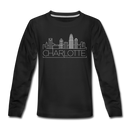 Charlotte, North Carolina Youth Long Sleeve Shirt - Skyline Youth Long Sleeve Charlotte Tee - black