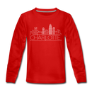 Charlotte, North Carolina Youth Long Sleeve Shirt - Skyline Youth Long Sleeve Charlotte Tee - red