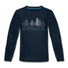 Charlotte, North Carolina Youth Long Sleeve Shirt - Skyline Youth Long Sleeve Charlotte Tee - deep navy