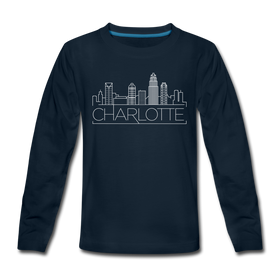 Charlotte, North Carolina Youth Long Sleeve Shirt - Skyline Youth Long Sleeve Charlotte Tee