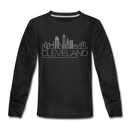 Cleveland, Ohio Youth Long Sleeve Shirt - Skyline Youth Long Sleeve Cleveland Tee - black