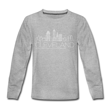 Cleveland, Ohio Youth Long Sleeve Shirt - Skyline Youth Long Sleeve Cleveland Tee - heather gray