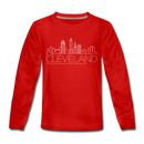 Cleveland, Ohio Youth Long Sleeve Shirt - Skyline Youth Long Sleeve Cleveland Tee - red