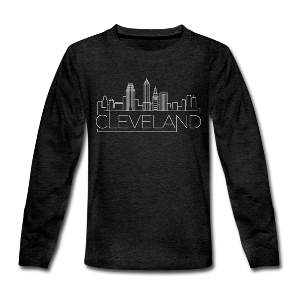 Cleveland, Ohio Youth Long Sleeve Shirt - Skyline Youth Long Sleeve Cleveland Tee - charcoal gray