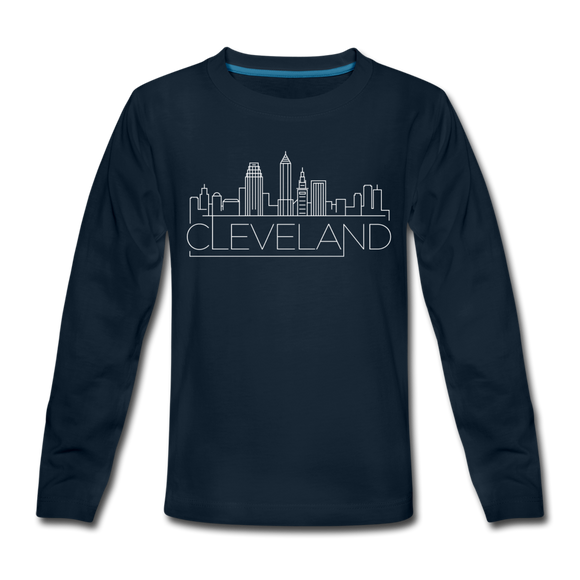 Cleveland, Ohio Youth Long Sleeve Shirt - Skyline Youth Long Sleeve Cleveland Tee - deep navy