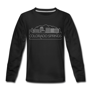 Colorado Springs, Colorado Youth Long Sleeve Shirt - Skyline Youth Long Sleeve Colorado Springs Tee - black
