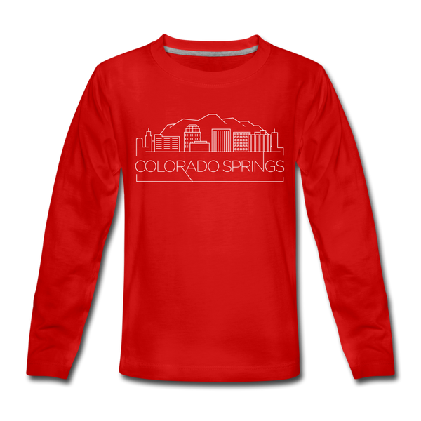 Colorado Springs, Colorado Youth Long Sleeve Shirt - Skyline Youth Long Sleeve Colorado Springs Tee - red