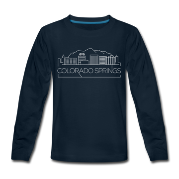 Colorado Springs, Colorado Youth Long Sleeve Shirt - Skyline Youth Long Sleeve Colorado Springs Tee - deep navy