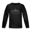 Chicago, Illinois Youth Long Sleeve Shirt - Skyline Youth Long Sleeve Chicago Tee - charcoal gray