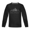 Detroit, Michigan Youth Long Sleeve Shirt - Skyline Youth Long Sleeve Detroit Tee - black