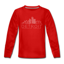 Detroit, Michigan Youth Long Sleeve Shirt - Skyline Youth Long Sleeve Detroit Tee - red