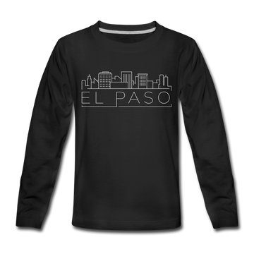 El Paso, Texas Youth Long Sleeve Shirt - Skyline Youth Long Sleeve El Paso Tee - black