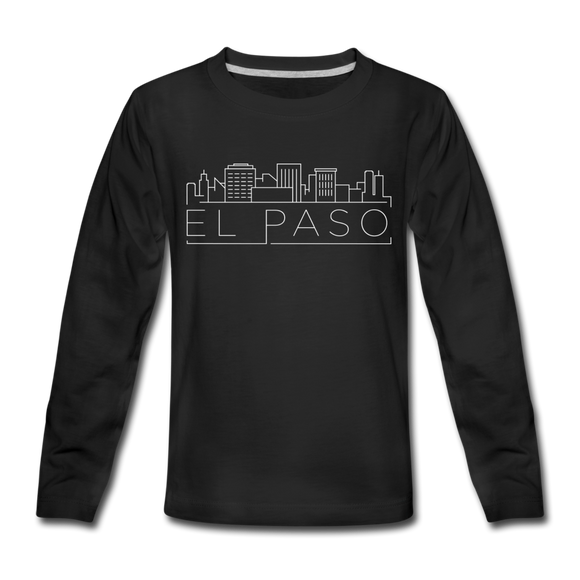 El Paso, Texas Youth Long Sleeve Shirt - Skyline Youth Long Sleeve El Paso Tee - black