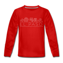 El Paso, Texas Youth Long Sleeve Shirt - Skyline Youth Long Sleeve El Paso Tee - red